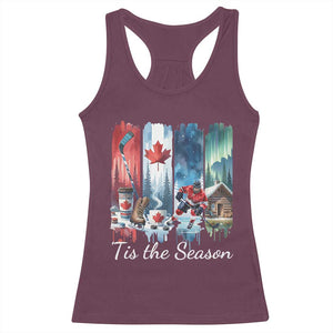 Christmas Canada Ice Hockey Lover Racerback Tank Top Tis The Season TS12 Maroon Print Your Wear
