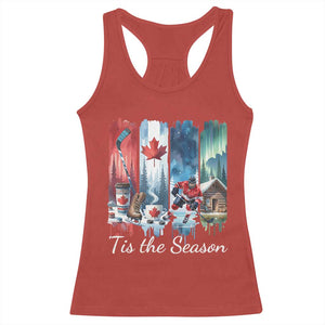 Christmas Canada Ice Hockey Lover Racerback Tank Top Tis The Season TS12 Red Print Your Wear