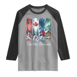 Christmas Canada Ice Hockey Lover Raglan Shirt Tis The Season TS12 Sport Gray Black Print Your Wear