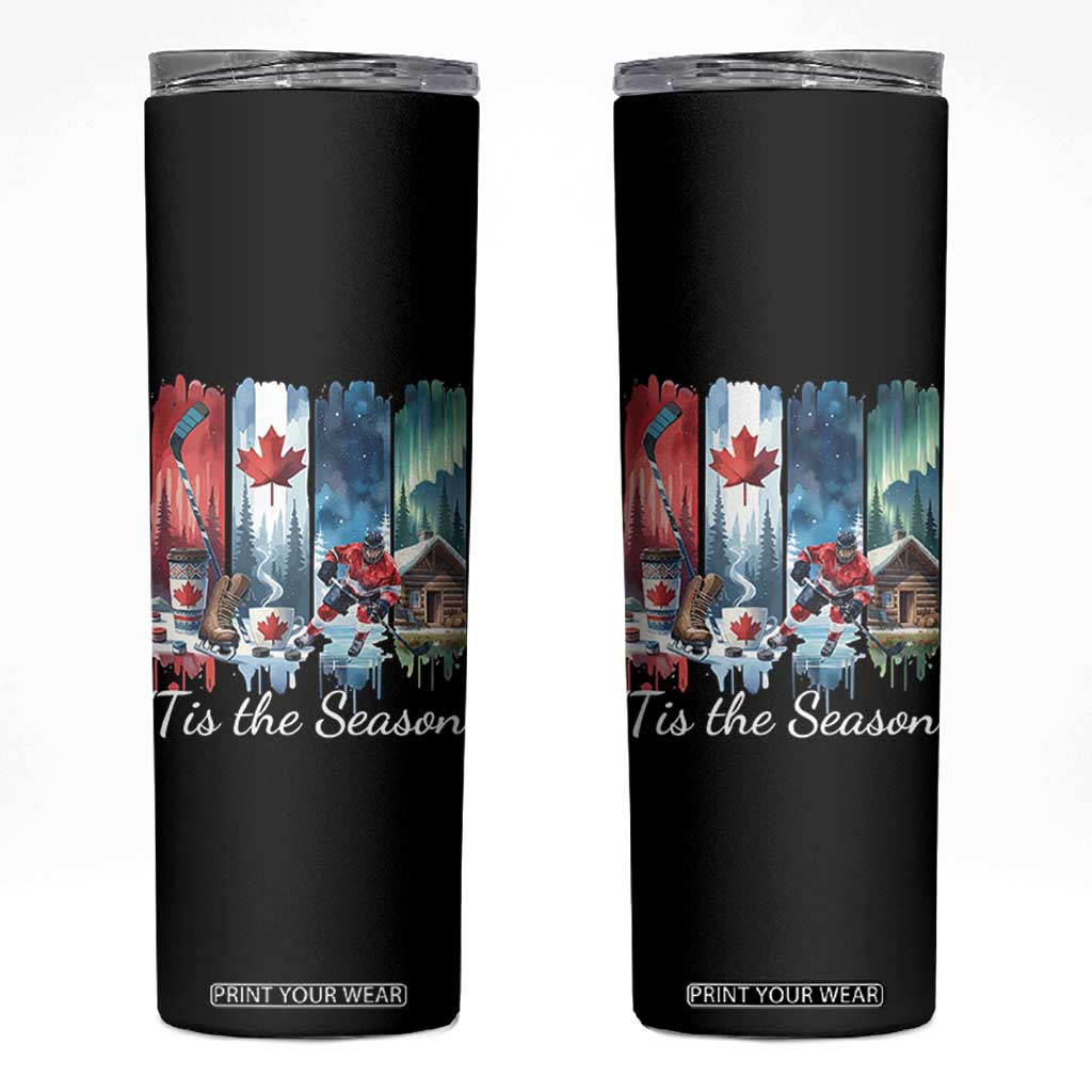 Christmas Canada Ice Hockey Lover Skinny Tumbler Tis The Season TS12 Black Print Your Wear