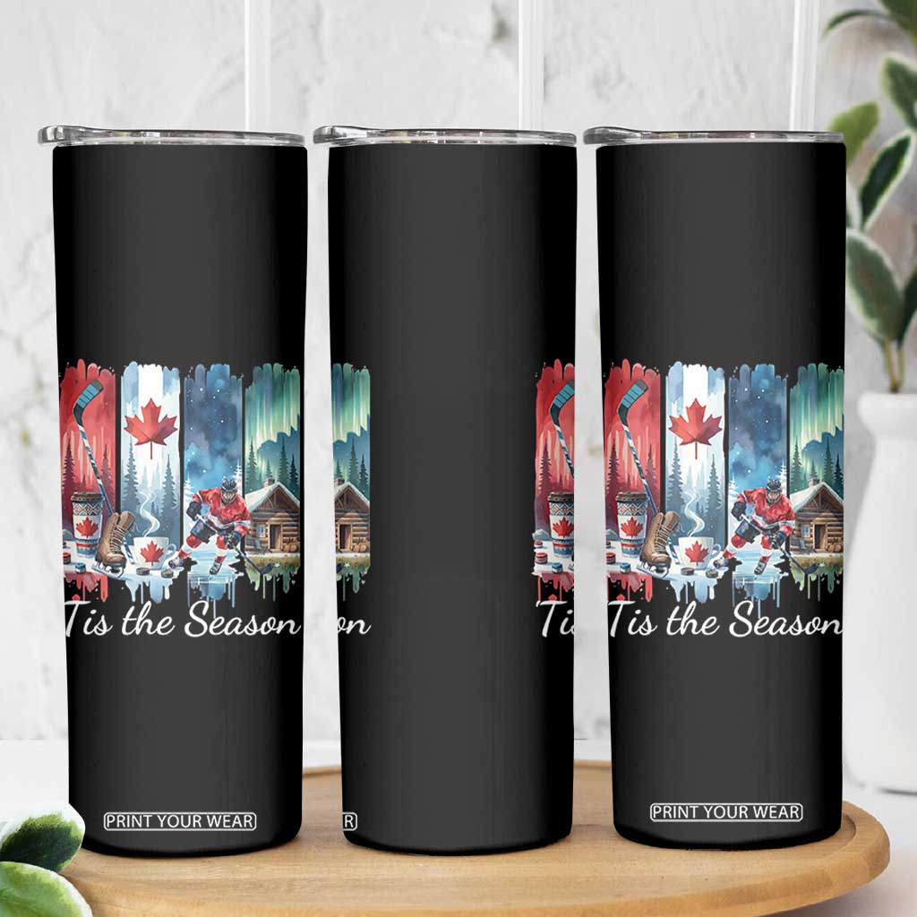 Christmas Canada Ice Hockey Lover Skinny Tumbler Tis The Season TS12 Print Your Wear