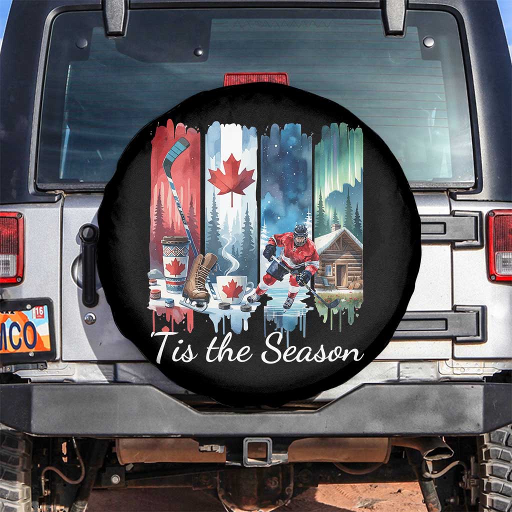 Christmas Canada Ice Hockey Lover Spare Tire Cover Tis The Season TS12 No hole Black Print Your Wear