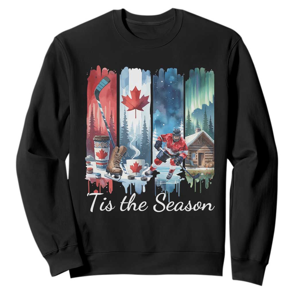 Christmas Canada Ice Hockey Lover Sweatshirt Tis The Season TS12 Black Print Your Wear