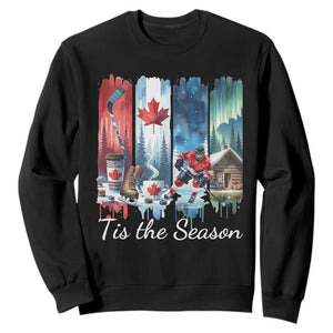 Christmas Canada Ice Hockey Lover Sweatshirt Tis The Season TS12 Black Print Your Wear