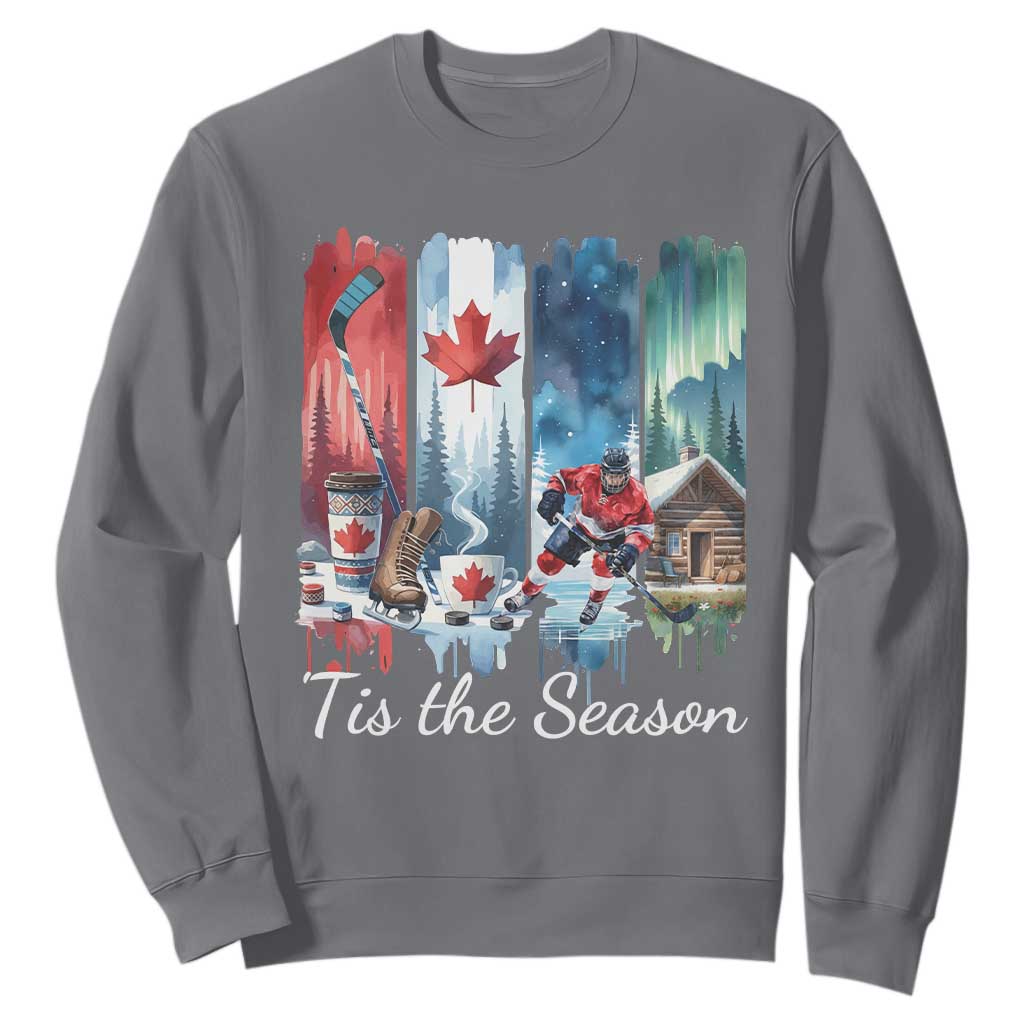 Christmas Canada Ice Hockey Lover Sweatshirt Tis The Season TS12 Charcoal Print Your Wear