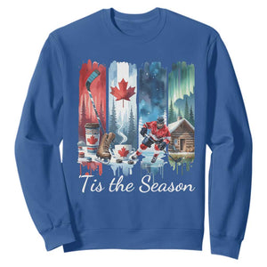 Christmas Canada Ice Hockey Lover Sweatshirt Tis The Season TS12 Royal Blue Print Your Wear