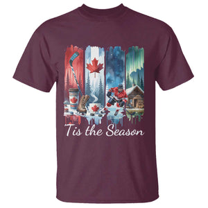 Christmas Canada Ice Hockey Lover T Shirt Tis The Season TS12 Maroon Print Your Wear