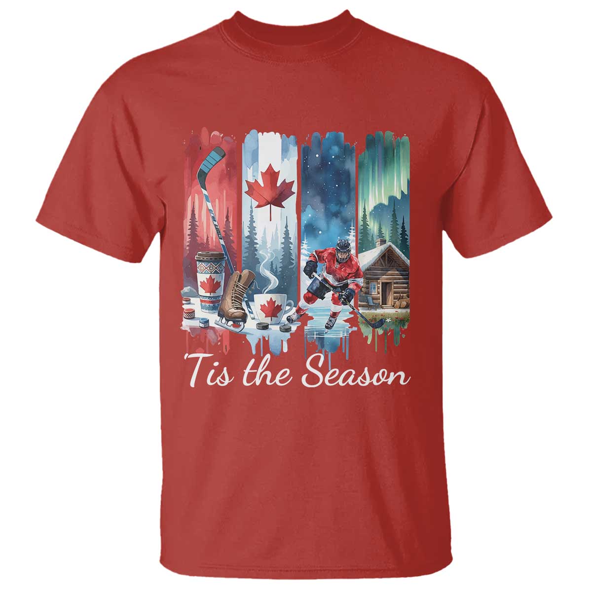 Christmas Canada Ice Hockey Lover T Shirt Tis The Season TS12 Red Print Your Wear