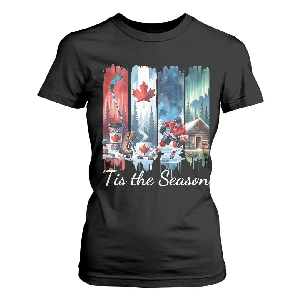Christmas Canada Ice Hockey Lover T Shirt For Women Tis The Season TS12 Black Print Your Wear