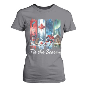 Christmas Canada Ice Hockey Lover T Shirt For Women Tis The Season TS12 Charcoal Print Your Wear