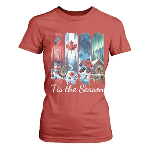 Christmas Canada Ice Hockey Lover T Shirt For Women Tis The Season TS12 Red Print Your Wear