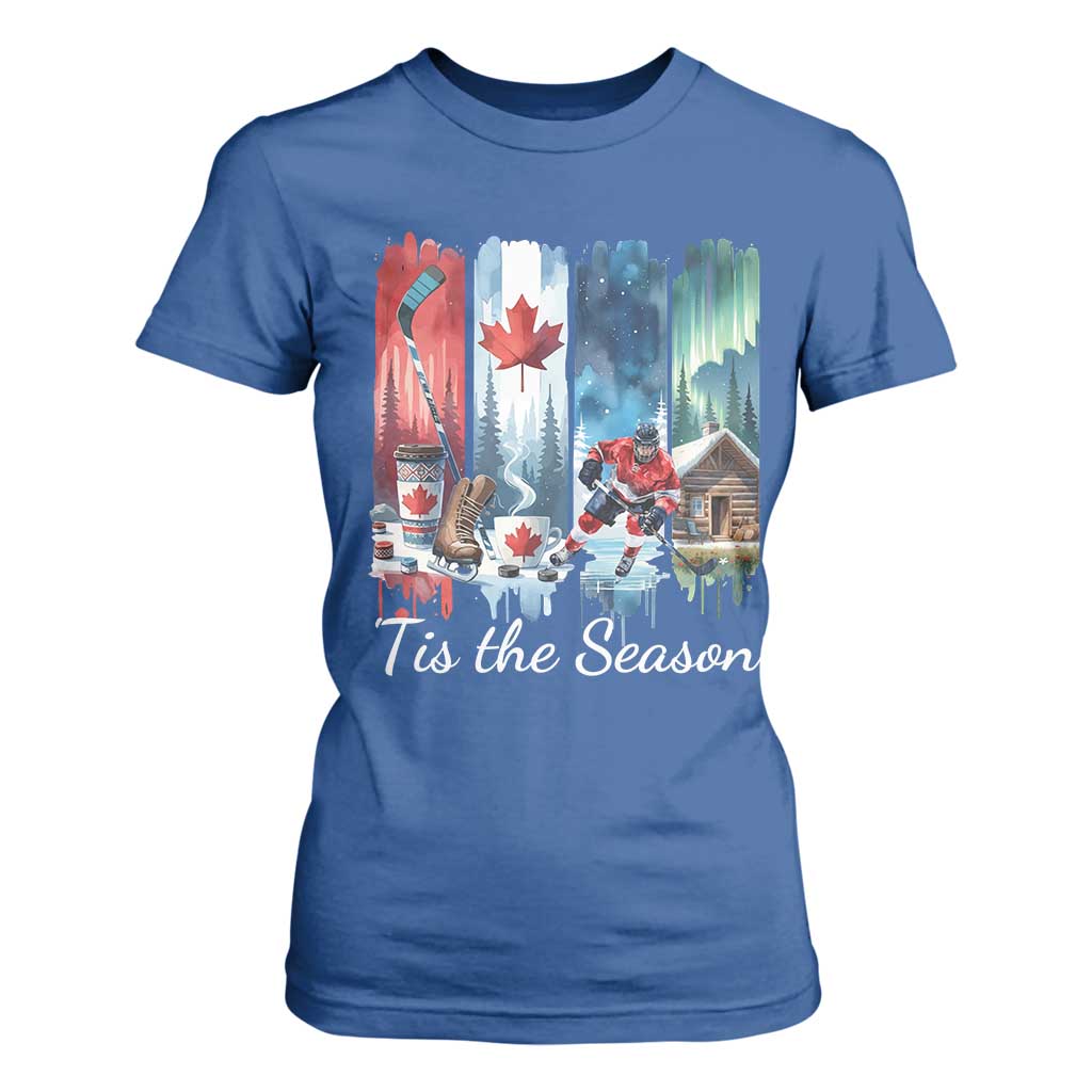 Christmas Canada Ice Hockey Lover T Shirt For Women Tis The Season TS12 Royal Blue Print Your Wear