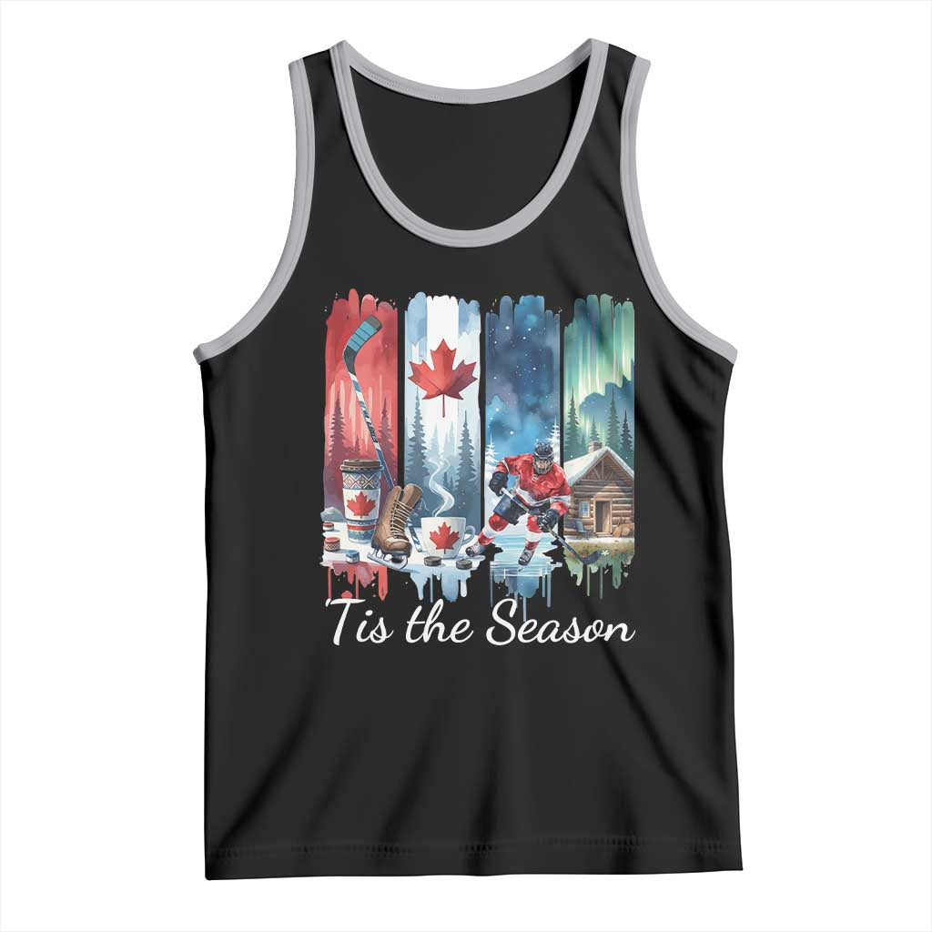 Christmas Canada Ice Hockey Lover Tank Top Tis The Season TS12 Black Athletic Heather Print Your Wear