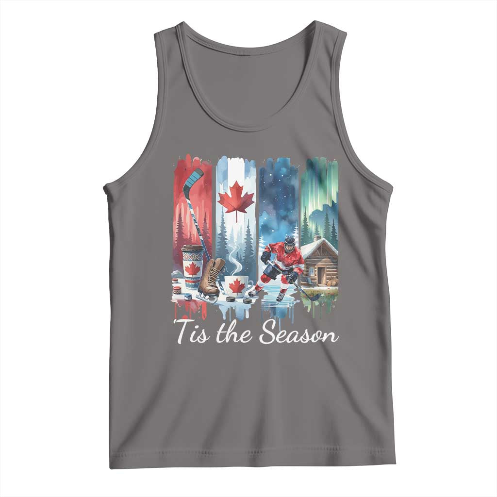 Christmas Canada Ice Hockey Lover Tank Top Tis The Season TS12 Deep Heather Print Your Wear
