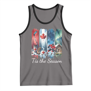 Christmas Canada Ice Hockey Lover Tank Top Tis The Season TS12 Deep Heather Black Print Your Wear