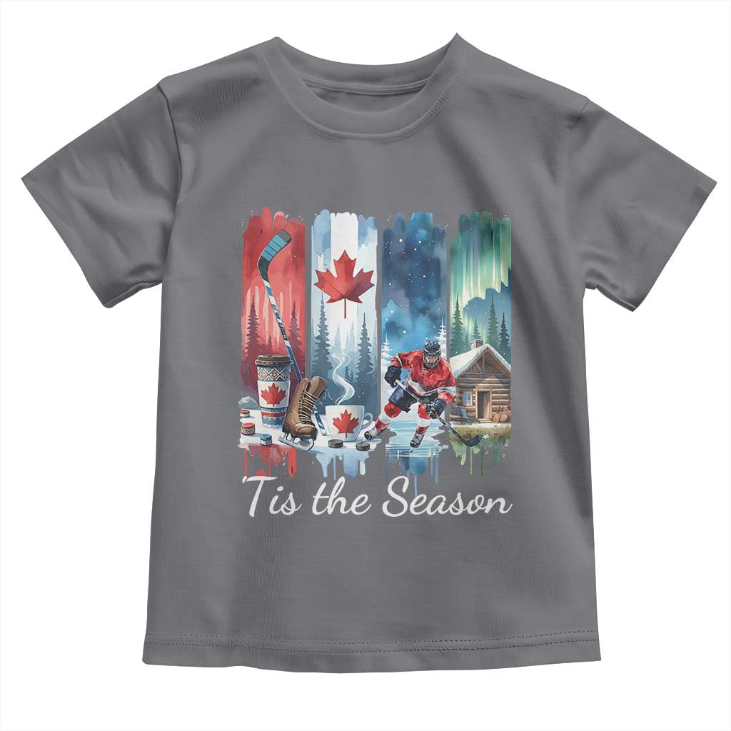 Christmas Canada Ice Hockey Lover Toddler T Shirt Tis The Season TS12 Charcoal Print Your Wear