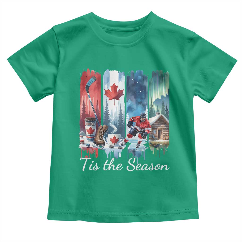 Christmas Canada Ice Hockey Lover Toddler T Shirt Tis The Season TS12 Irish Green Print Your Wear