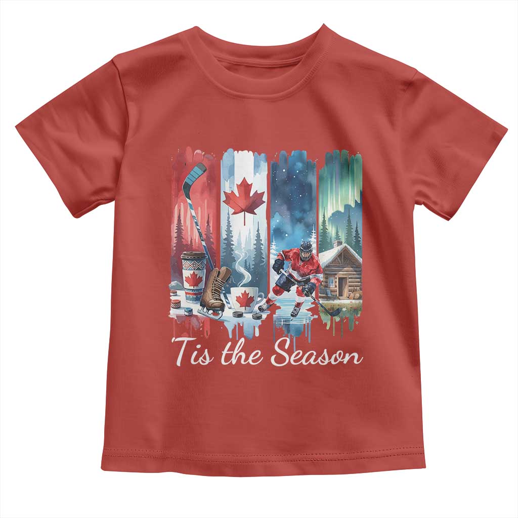 Christmas Canada Ice Hockey Lover Toddler T Shirt Tis The Season TS12 Red Print Your Wear