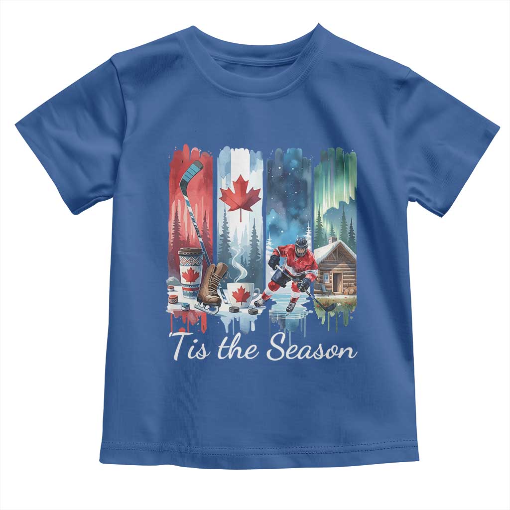Christmas Canada Ice Hockey Lover Toddler T Shirt Tis The Season TS12 Royal Blue Print Your Wear