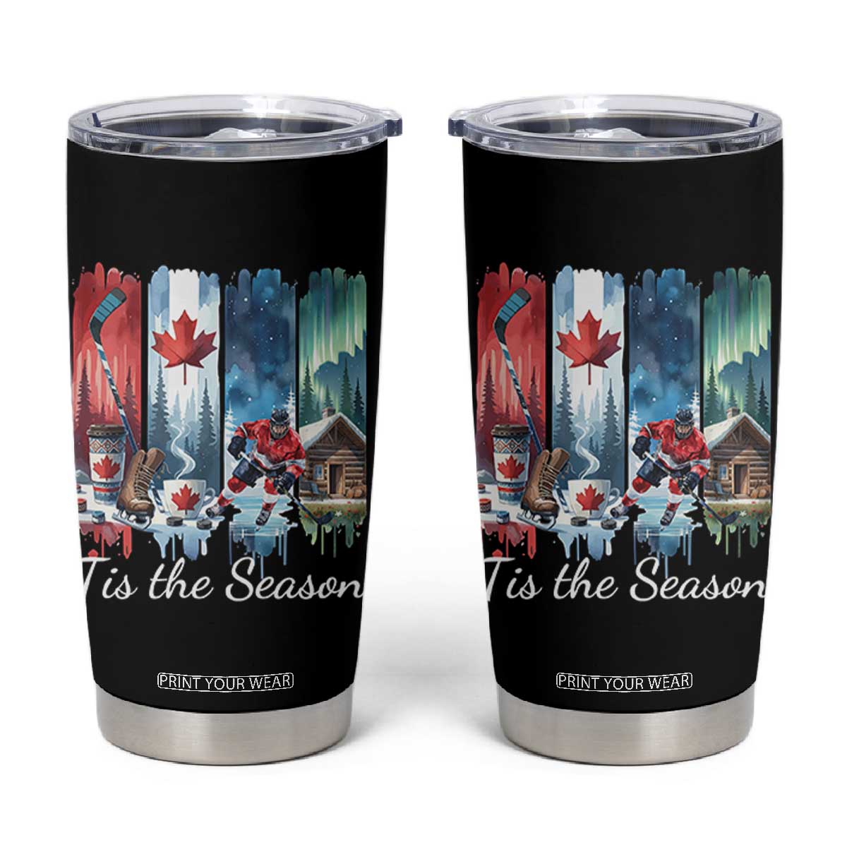 Christmas Canada Ice Hockey Lover Tumbler Cup Tis The Season TS12 Black Print Your Wear