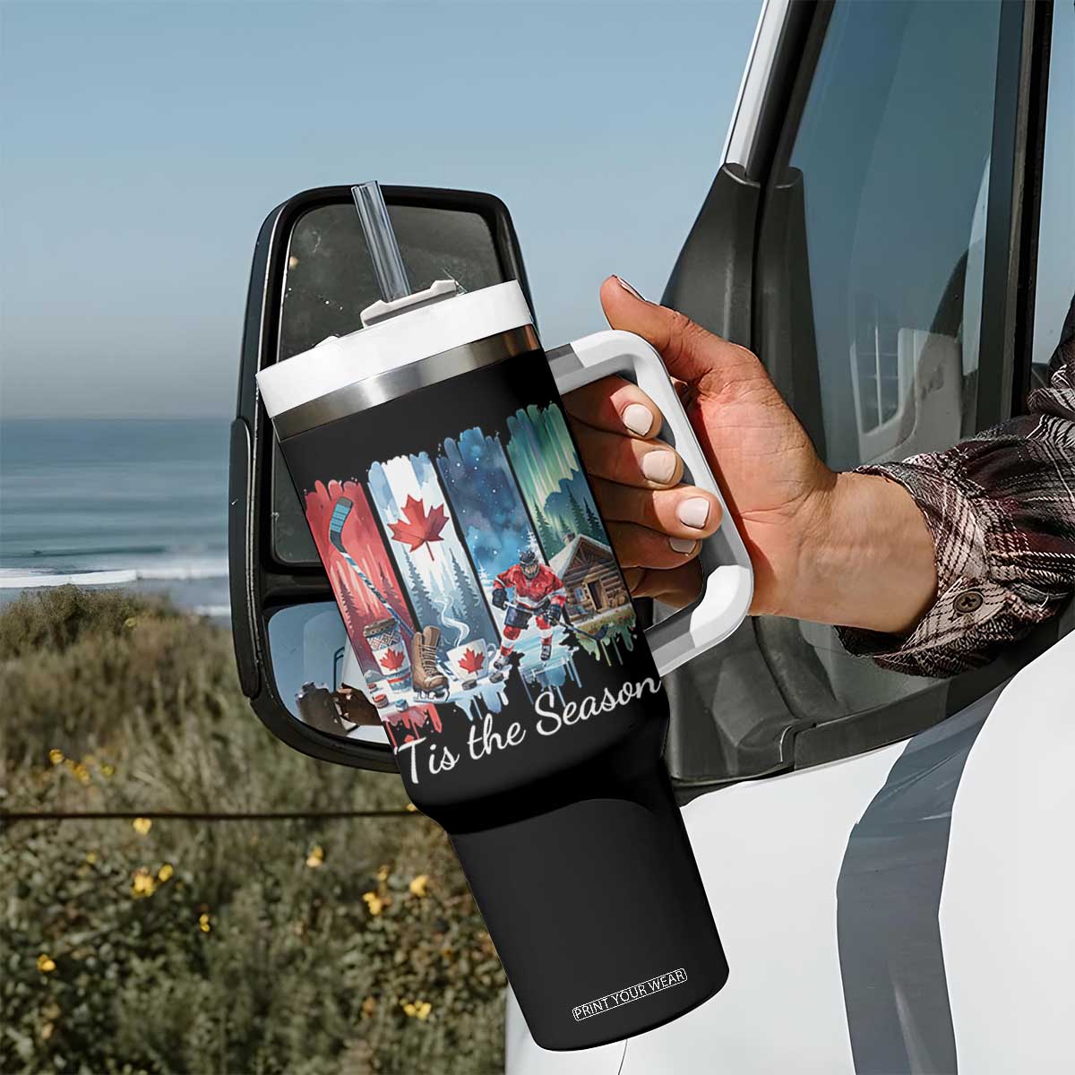 Christmas Canada Ice Hockey Lover Tumbler With Handle Tis The Season TS12 Print Your Wear