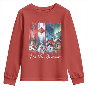 Christmas Canada Ice Hockey Lover Youth Sweatshirt Tis The Season TS12 Red Print Your Wear