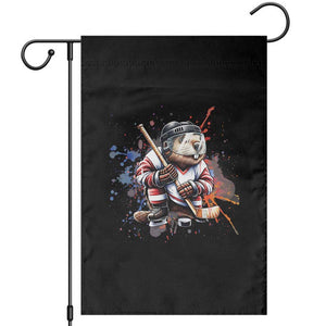 Funny Beaver Playing Ice Hockey Garden Flag Winter Sports Gift TS12 Black Print Your Wear