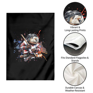 Funny Beaver Playing Ice Hockey Garden Flag Winter Sports Gift TS12 Print Your Wear