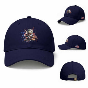 Funny Beaver Playing Ice Hockey Baseball Cap Winter Sports Gift TS12 Baseball Cap Universal Fit Dark Blue Print Your Wear