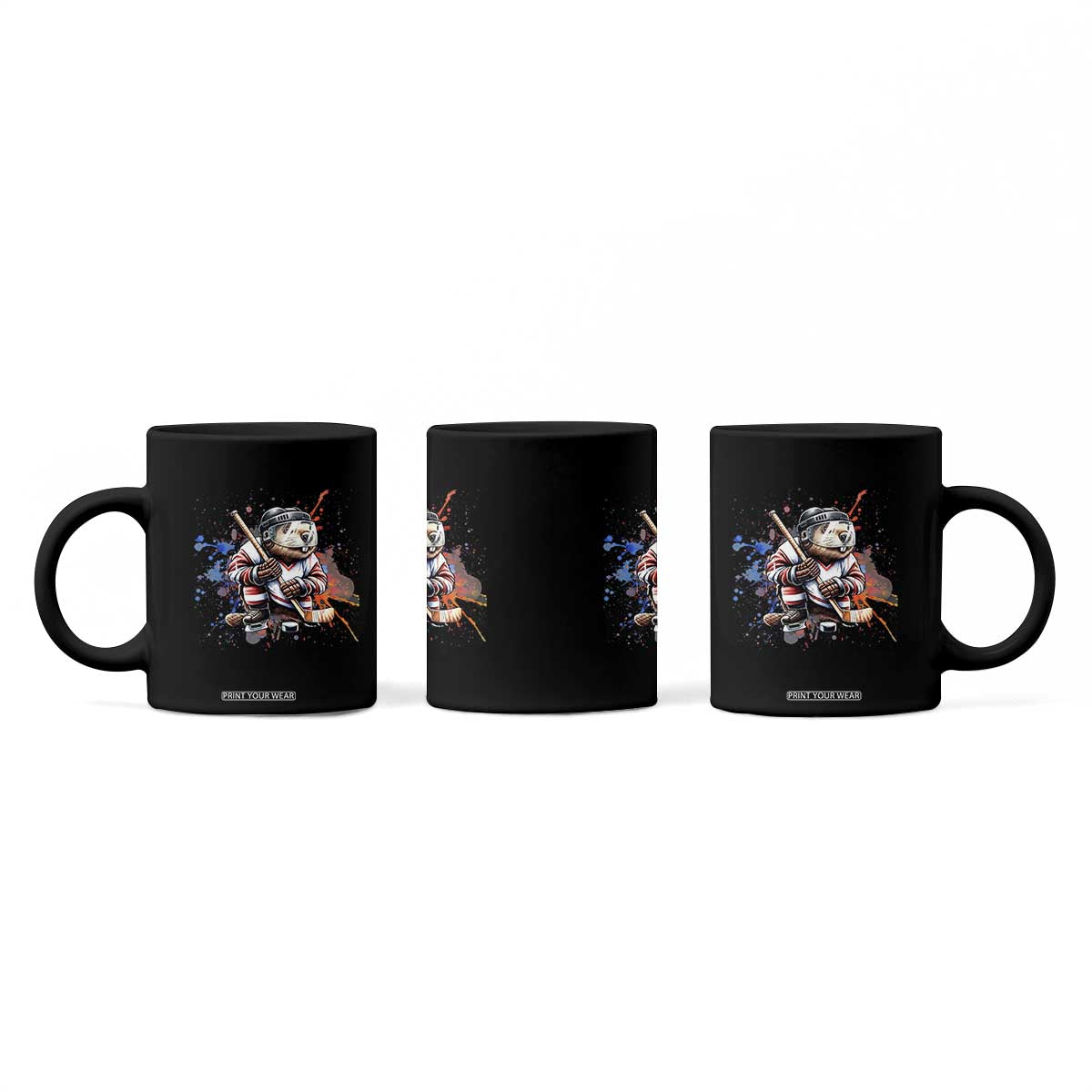 Funny Beaver Playing Ice Hockey Coffee Mug Winter Sports Gift TS12 Print Your Wear