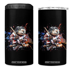 Funny Beaver Playing Ice Hockey 4 in 1 Can Cooler Tumbler Winter Sports Gift TS12 One Size: 16 oz Black Print Your Wear