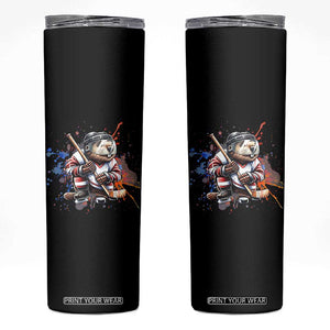 Funny Beaver Playing Ice Hockey Skinny Tumbler Winter Sports Gift TS12 Black Print Your Wear