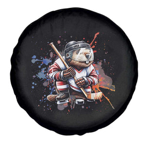 Funny Beaver Playing Ice Hockey Spare Tire Cover Winter Sports Gift TS12 Print Your Wear