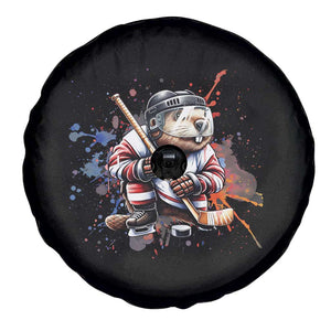 Funny Beaver Playing Ice Hockey Spare Tire Cover Winter Sports Gift TS12 Print Your Wear