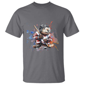 Funny Beaver Playing Ice Hockey T Shirt Winter Sports Gift TS12 Charcoal Print Your Wear
