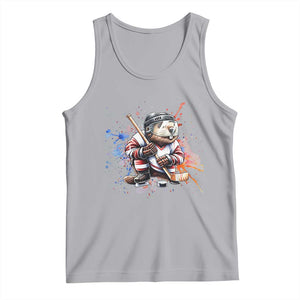 Funny Beaver Playing Ice Hockey Tank Top Winter Sports Gift TS12 Athletic Heather Print Your Wear