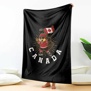 Funny Beaver Playing Ice Hockey With Canada Flag Gift Throw Blanket TS12 Print Your Wear