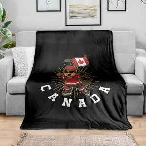 Funny Beaver Playing Ice Hockey With Canada Flag Gift Throw Blanket TS12 Print Your Wear