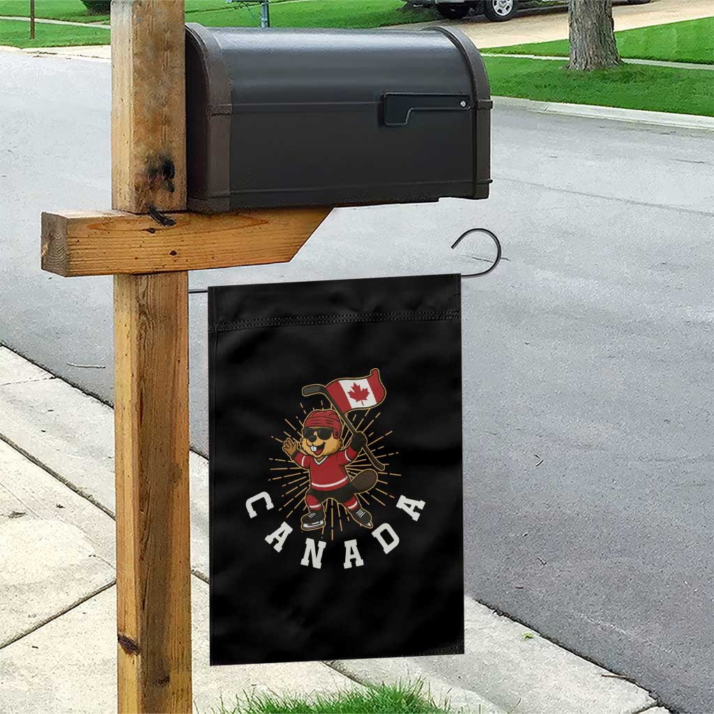 Funny Beaver Playing Ice Hockey With Canada Flag Gift Garden Flag TS12 Print Your Wear