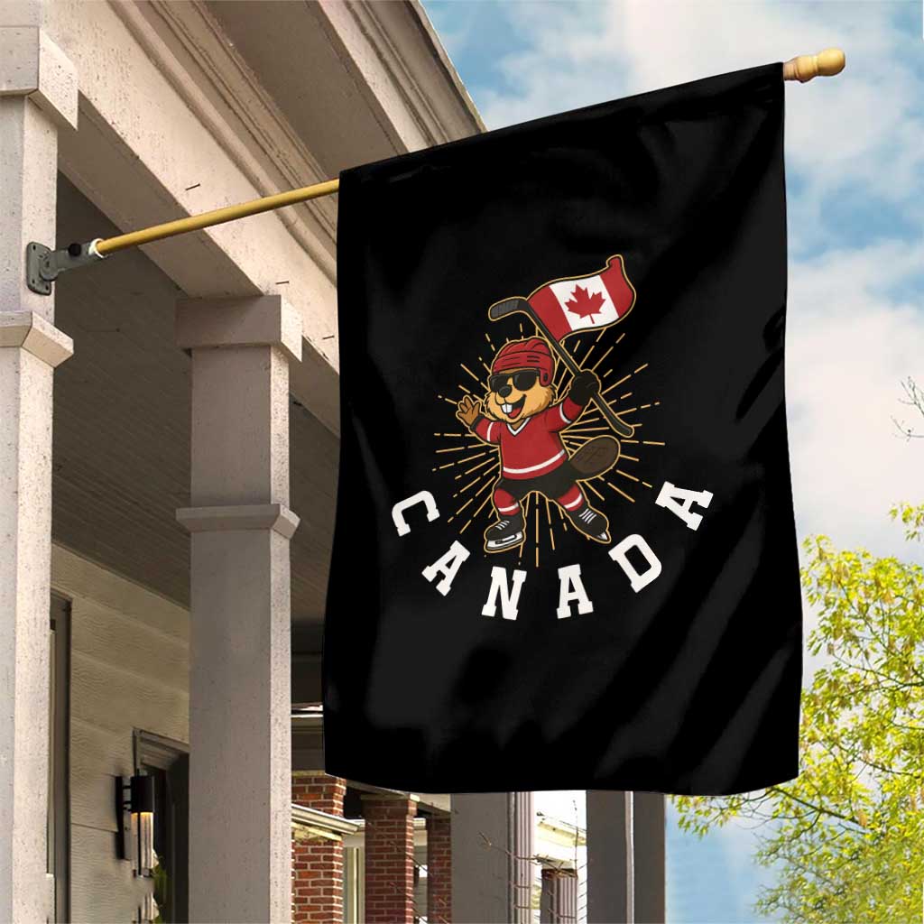 Funny Beaver Playing Ice Hockey With Canada Flag Gift Garden Flag TS12 Print Your Wear