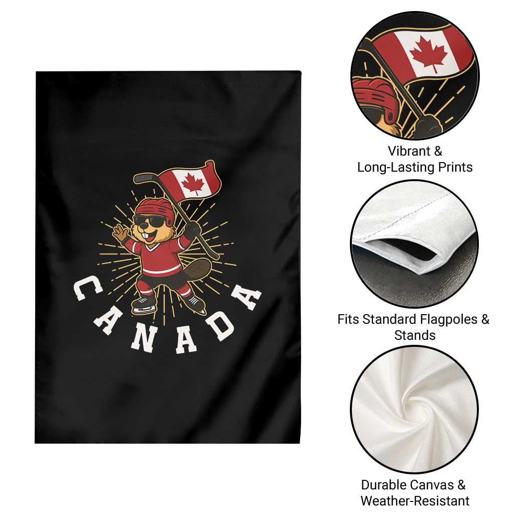 Funny Beaver Playing Ice Hockey With Canada Flag Gift Garden Flag TS12 Print Your Wear