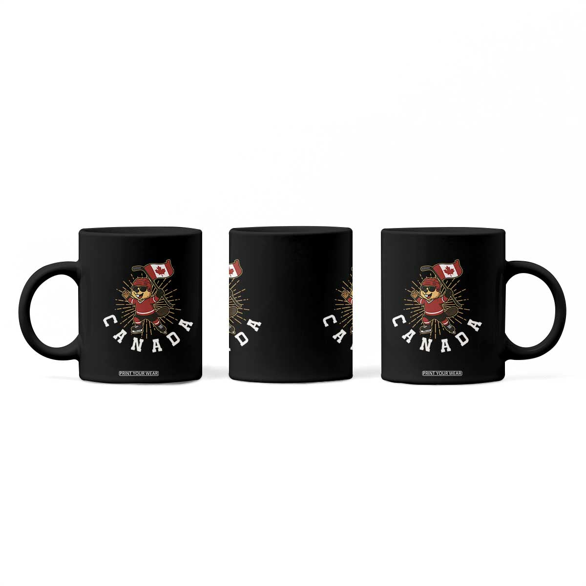Funny Beaver Playing Ice Hockey With Canada Flag Gift Coffee Mug TS12 Print Your Wear