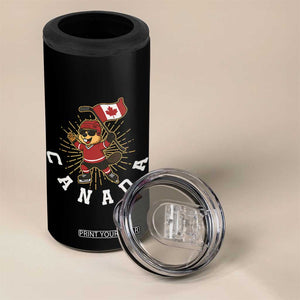 Funny Beaver Playing Ice Hockey With Canada Flag Gift 4 in 1 Can Cooler Tumbler TS12 Print Your Wear