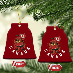 Funny Beaver Playing Ice Hockey With Canada Flag Gift Ceramic Ornament TS12 Print Your Wear