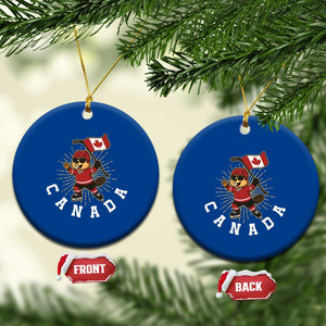 Funny Beaver Playing Ice Hockey With Canada Flag Gift Ceramic Ornament TS12 1pc Blue Print Your Wear