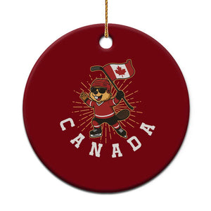 Funny Beaver Playing Ice Hockey With Canada Flag Gift Ceramic Ornament TS12 1pc Red Print Your Wear