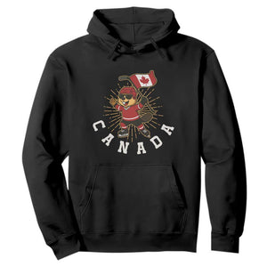 Funny Beaver Playing Ice Hockey With Canada Flag Gift Hoodie TS12 Black Print Your Wear