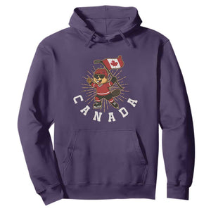 Funny Beaver Playing Ice Hockey With Canada Flag Gift Hoodie TS12 Purple Print Your Wear