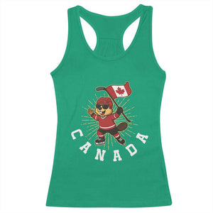 Funny Beaver Playing Ice Hockey With Canada Flag Gift Racerback Tank Top TS12 Irish Green Print Your Wear