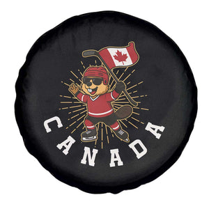 Funny Beaver Playing Ice Hockey With Canada Flag Gift Spare Tire Cover TS12 Print Your Wear